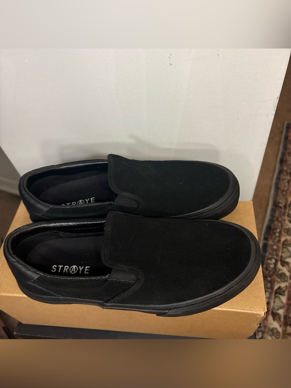 RAYE Black Suede Slip-On Loafers